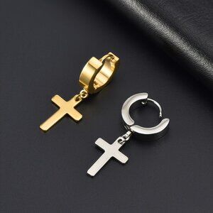 Cross Earrings | Solid Color 304 Stainless Steel | Unique Gothic Jewel